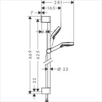 Dušas komplekts Hansgrohe Crometta 100 Vario Casetta, 650 mm, ar ziepju trauku, balts/hroms