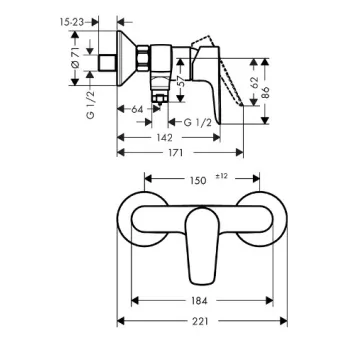 Dušas maisītājs Hansgrohe Talis E, matēts melns