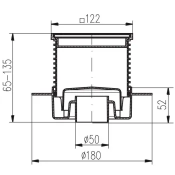 HACO PVS 122x122 DN50 N Traps, vertikāls