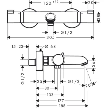 Vannas/dušas maisītājs Hansgrohe Ecostat Comfort termostats, 13114670