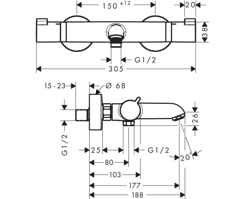 Hansgrohe Ecostat Comfort Vannas/dušas termostats, 13114340