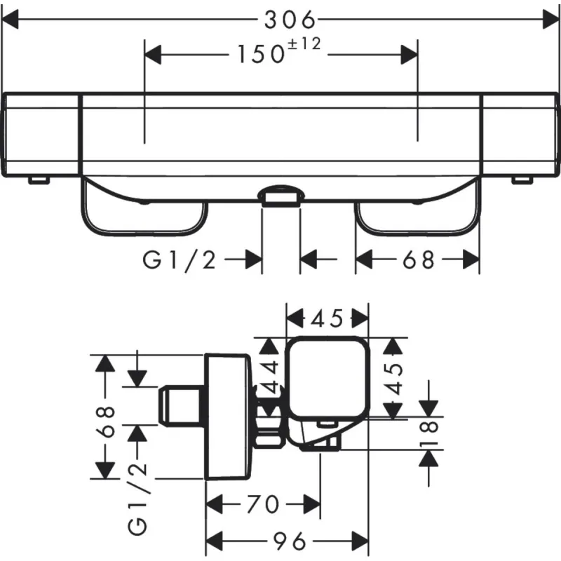 Hansgrohe Ecostat E Dušas termostats, hroms 15773000