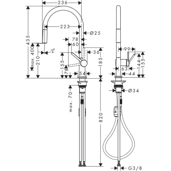 Virtuves Izlietnes maisītājs Hansgrohe Talis M54 210 1jet, ar izvelkamu galvu, matēts melns