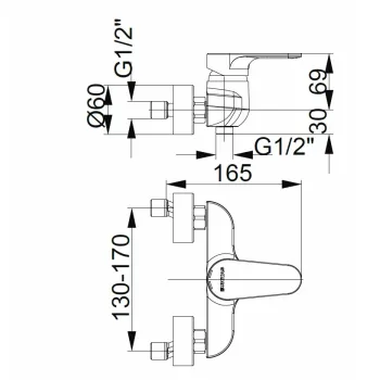 HERZ-INFINITY Dušas  jaucējkrāns, hroms UH00401