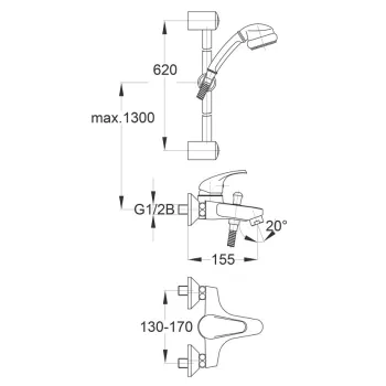 HERZ-SIMPATY Vannas/dušas  jaucējkrāns, hroms UH00384