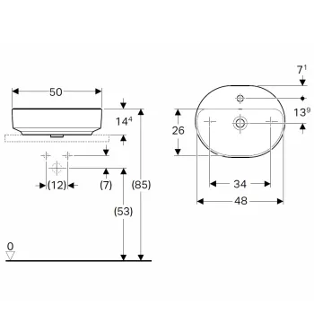 VariForm Vannas istabas izlietne 50cm, uzliekamā 500.775.01.2