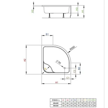 Dušas paliktnis Radaway NAXOS C  dziļais 800x800, balts