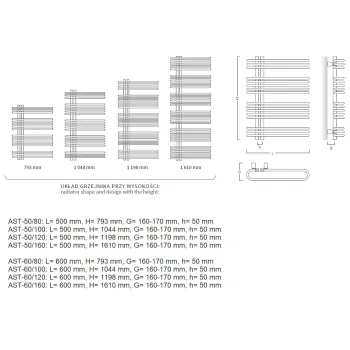 Instal Projekt Dvieļu žāvētājs ASTRO 500x1044mm, antracīts