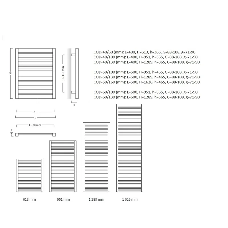 Instal Projekt Dvieļu žāvētājs CODE 500x1289mm, antracīts