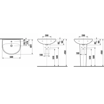 Vannas iztabas izlietne Jika Lyra Plus, 500x410 mm, balta
