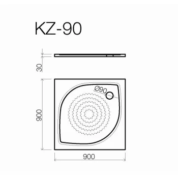 Vispool Kvadrātveida zemais dušas paliktnis KZ-90 900x900