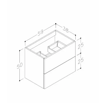 Kame DUET Skapītis zem izlietnes 60cm, BU/6-2DR/1