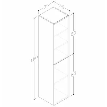 Kame GAMA Vannas istabas augstais skapis 160x35cm, TU/35-2/D05