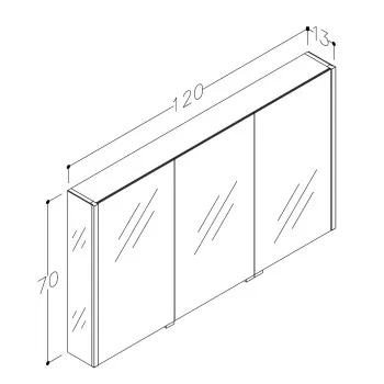 KAME BIG Vannas istabas spoguļskapītis 120x70 cm, MCDML/120-70/P
