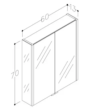 KAME BIG Vannas istabas spoguļskapītis 60x70 cm, MCDML/60-70/PL-