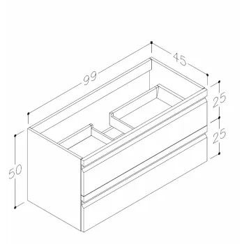 Kame Terra Skapītis zem izlietnes 100cm, BU/10-3DR/D1F2