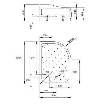 Radaway Dziļais Dušas paliktnis KORFU E 120x90cm