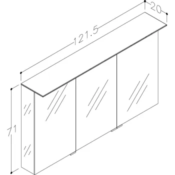 KAME Vetro Vannas istabas spoguļskapītis 121x71 cm,MC3DML/120-70
