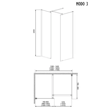 Radaway MODO III Dušas kabīne 800x1400x2050