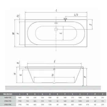 Roltechnik Vanna MALIBU NEO 160x75 cm