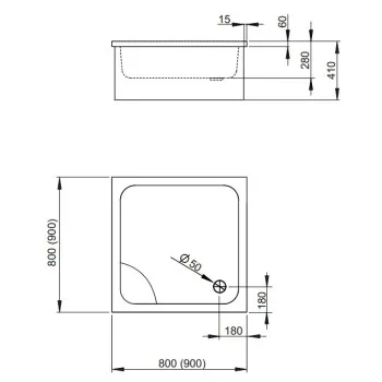 Dušas paliktnis Radaway NAXOS C  dziļais 800x800, balts