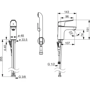 Vannas istabas izlietnes maisītājs ORAS VEGA ar bidettu 1812FG