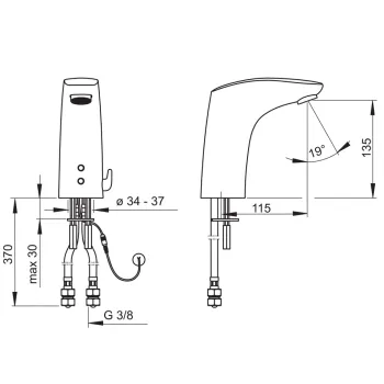 ORAS ELECTRA Izlietnes jaucējkrāns 9/12V, Bluetooth 6222FZ