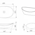 PAA Izlietne AMORE GRAPHITE 600x370mm, IAMS/01
