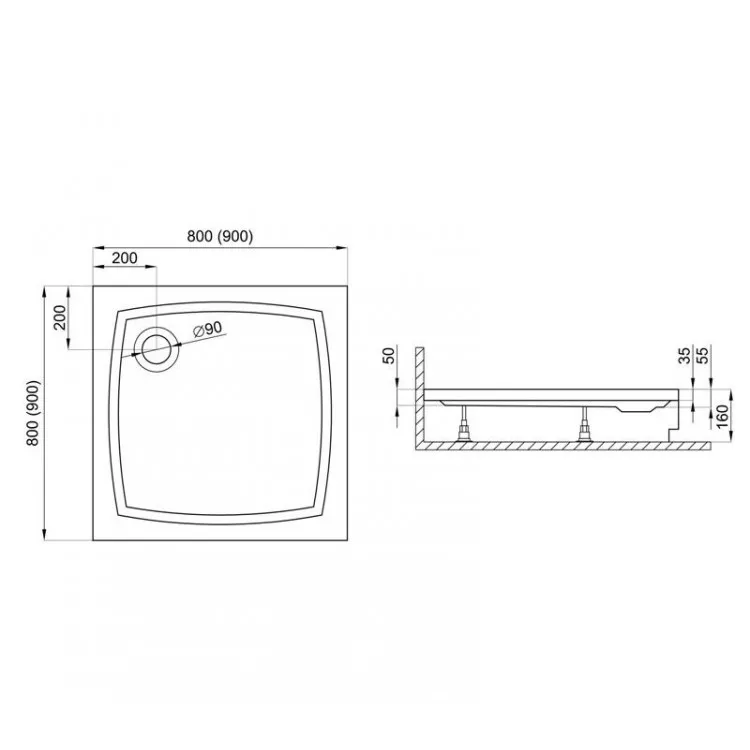 Polimat Kvadrātveida dušas paliktnis PATIO 80x80cm, 00734 Polimat Kvadrātveida dušas paliktnis PATIO 80x80cm, 00734