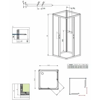 Radaway Dušas kabīne Premium Plus C+2S 90x90 cm
