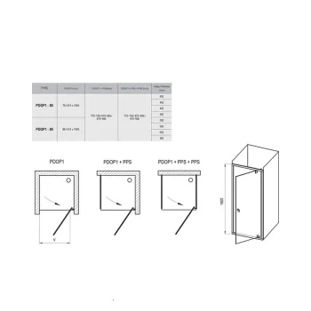 RAVAK Dušas durvis PIVOT PDOP1 80 cm, satīns