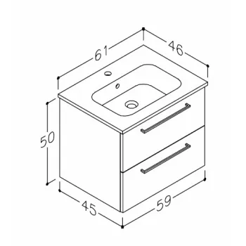 RB JOY Vannas istabas skapītis ar izlietni 60cm, 12113311 RB JOY Vannas istabas skapītis ar izlietni 60cm, 12113311