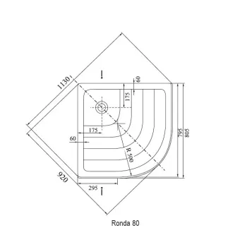 RAVAK Pusapaļš dušas paliktnis RONDA 80 PU