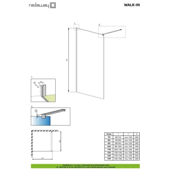 Radaway Dušas siena Classic Walk-In 100x200cm, 390100-01-01
