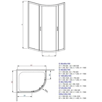 Radaway Asimetriska dušas kabīne Premium Plus E 100x80cm