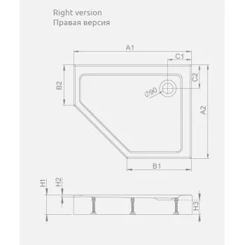 Radaway Dušas paliktnis Doros PT E Compact Piecstūrveida 80x100 R, balts
