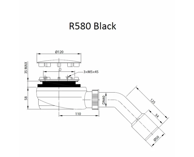 Radaway Dušas sifons D90 R580