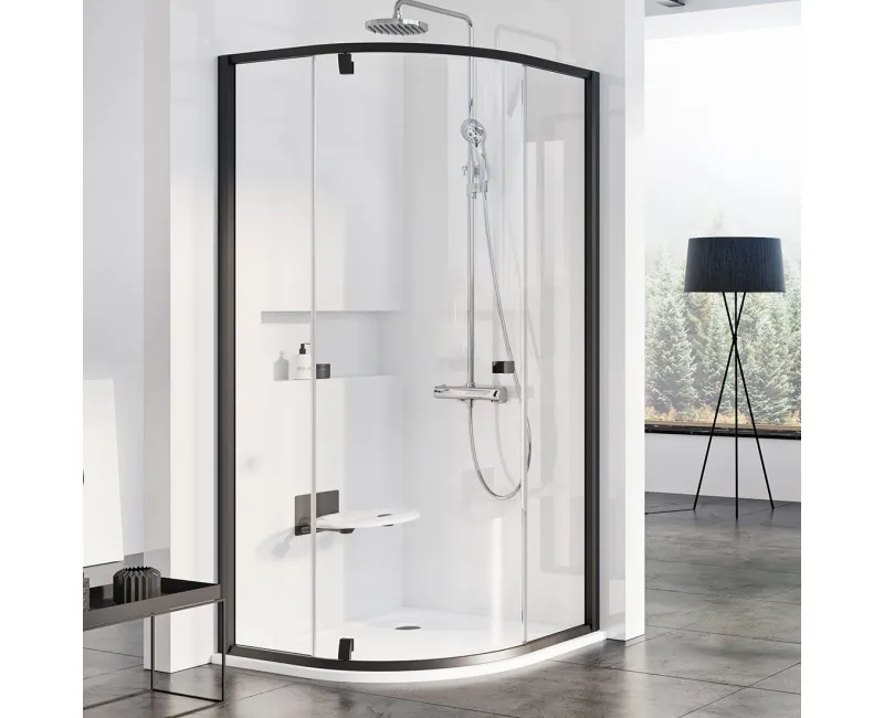 RAVAK PIVOT Pusapaļā dušas kabīne PSKK3 80x80cm, melns
