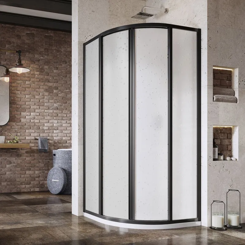 RAVAK Pusapaļa dušas kabīne SKCP4 90х90cm, melns/polistirols