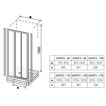 RAVAK Dušas durvis ASDP3-100 satīns/caurspīdīgs