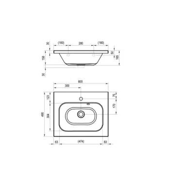 Mēbeļu izlietne Ravak Chrome 650mm, Balta