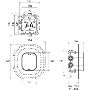 Ravak R-box Vari Zemapmetuma iebūvējams mehānisms, X070139