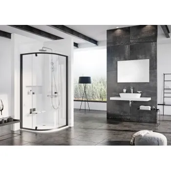 RAVAK PIVOT Pusapaļā dušas kabīne PSKK3 90x90cm, melns