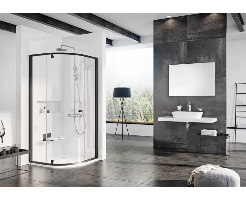 RAVAK PIVOT Pusapaļā dušas kabīne PSKK3 80x80cm, melns