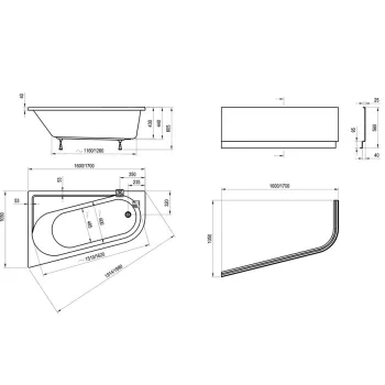 Ravak Stūra vanna CHROME 160x105 L