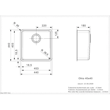 Reginox Virtuves izlietne OHIO 44x44cm, R25725