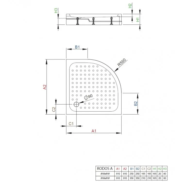 Radaway Душевой поддон полукруглый Rodos A Compact 80x80 ,balts Radaway Душевой поддон полукруглый Rodos A Compact 80x80 ,balts