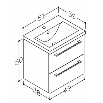 RB SCANDIC Vannas istabas skapītis ar izlietni 51cm, 15112201 RB SCANDIC Vannas istabas skapītis ar izlietni 51cm, 15112201