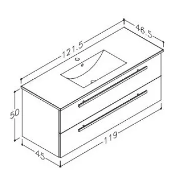 RB SERENA Vannas istabas skapītis ar izlietni 121cm, 14113801 RB SERENA Vannas istabas skapītis ar izlietni 121cm, 14113801