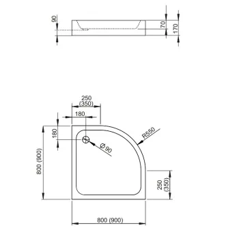 Radaway Dušas paliktnis pusapaļš Siros A Compact 80x80 ,balts